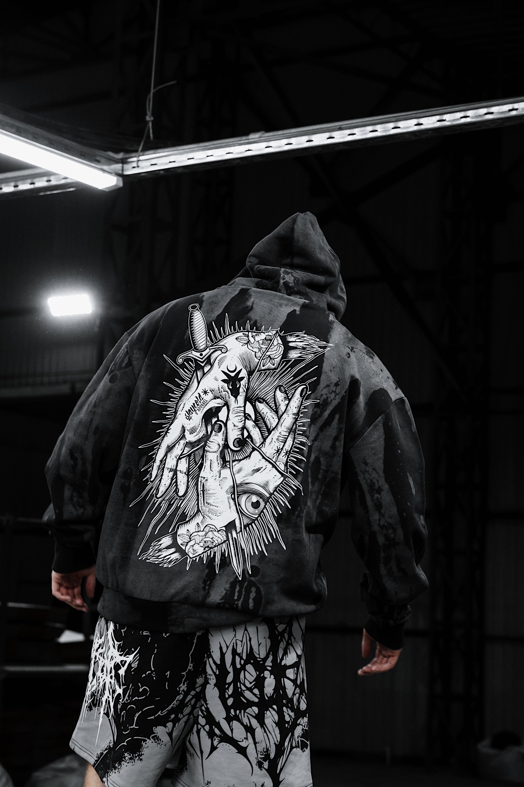 Think Twice (grey dye) - Oversized Hoodie (350GSM)