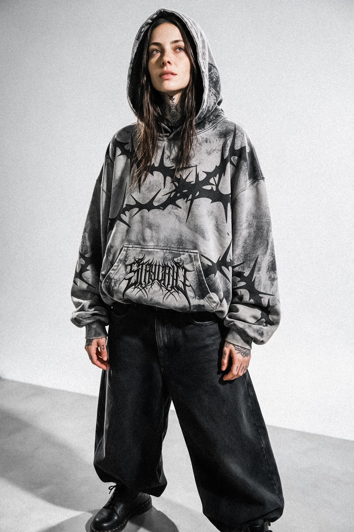 Thornwave (Silver) - Heavy Oversized Hoodie (400GSM)