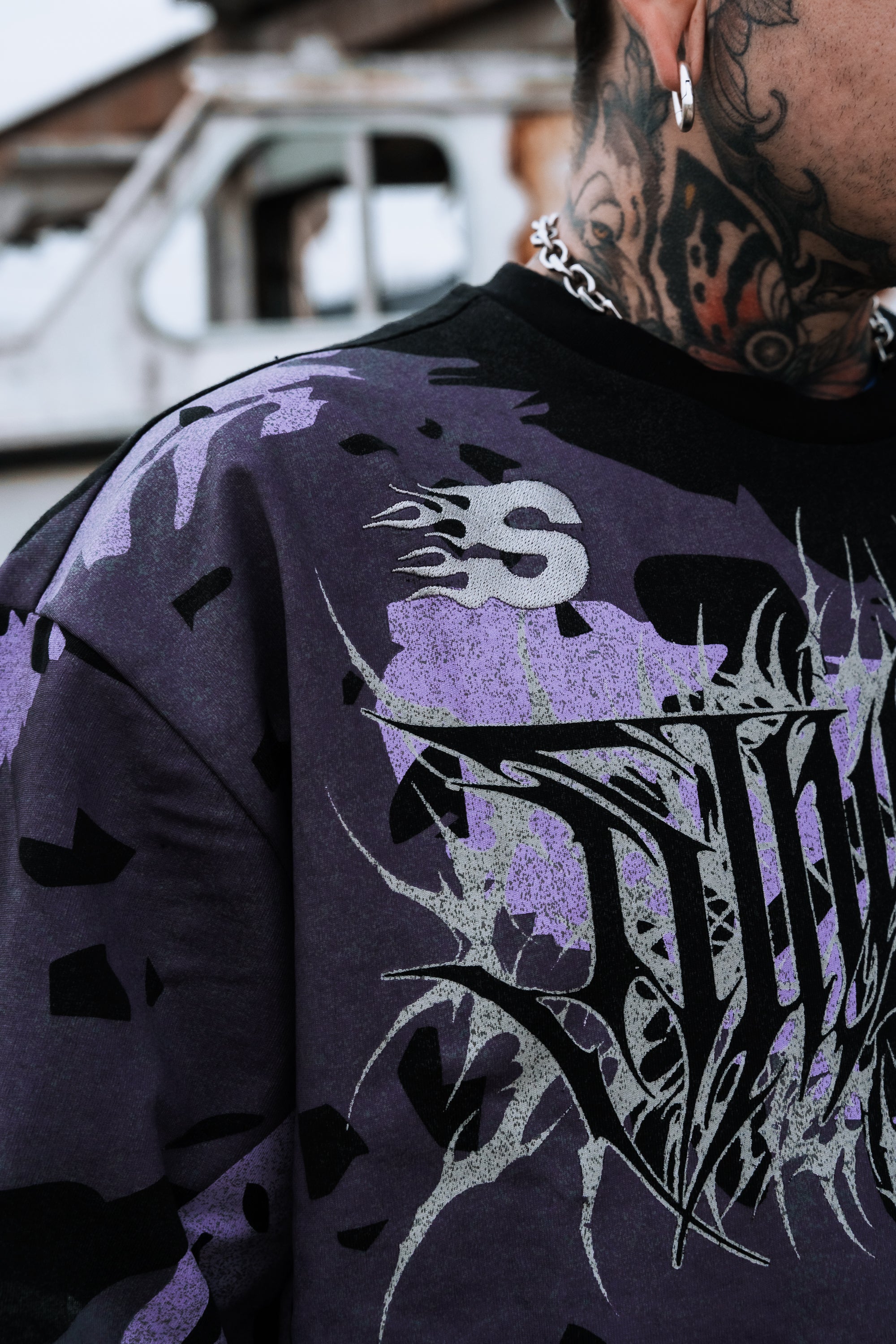 Urban Hazard (purple camo) - Heavy Oversized T-Shirt (250GSM)