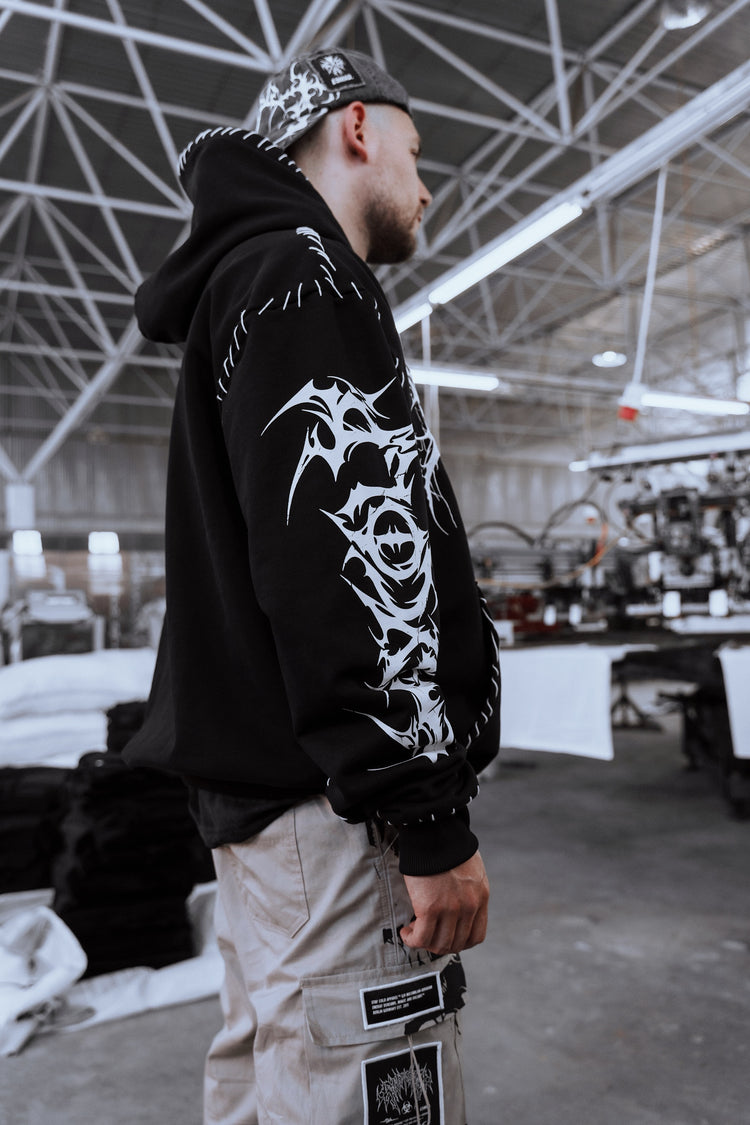 Void Woven - Heavy Oversized Hoodie (Black) 400GSM Image 3