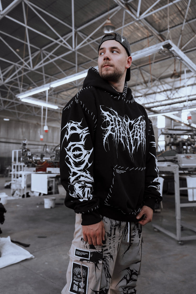 Void Woven - Heavy Oversized Hoodie (Black) 400GSM Image 5