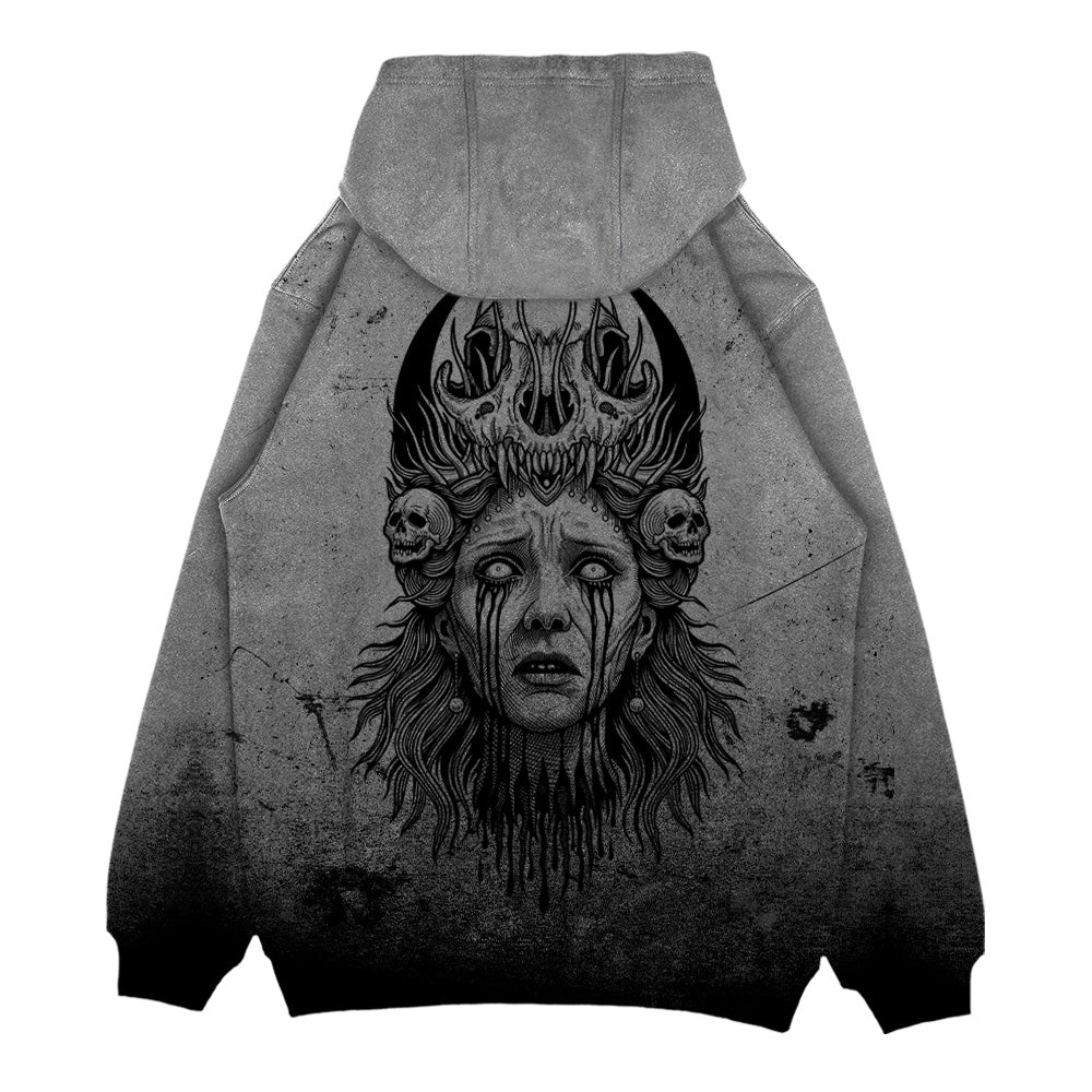Think Twice (grey dye) - Oversized Hoodie (350GSM)