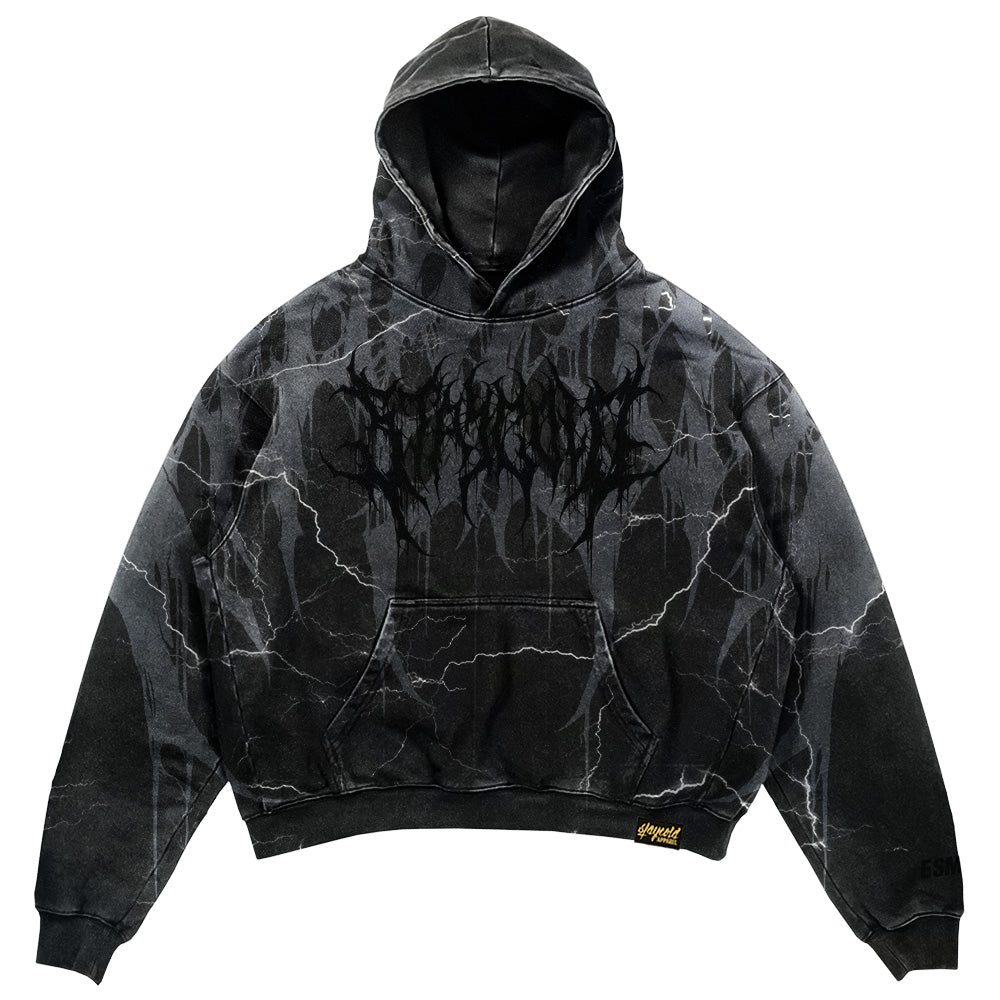 Bloodshot - Heavy Oversized Hoodie (Black Acid) 400GSM Mockup