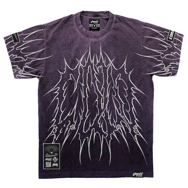 【BLUER】BLEACHED UPPER CHEST SHIRRING T-SHIRTS BLACK Tie dye T Shirt Bleach effect acid wash , all sizes, created