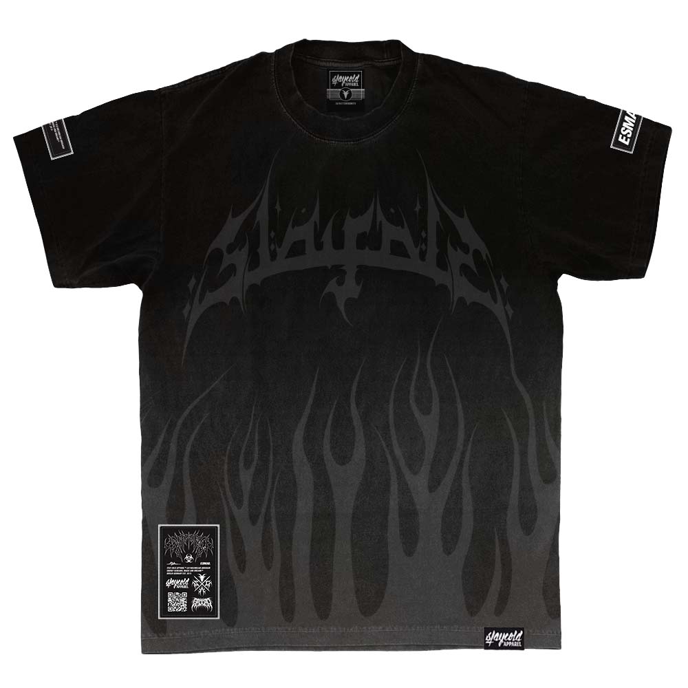 Black Torch (Grey Bleached) - Heavy Oversized T-Shirt (250GSM) Mockup