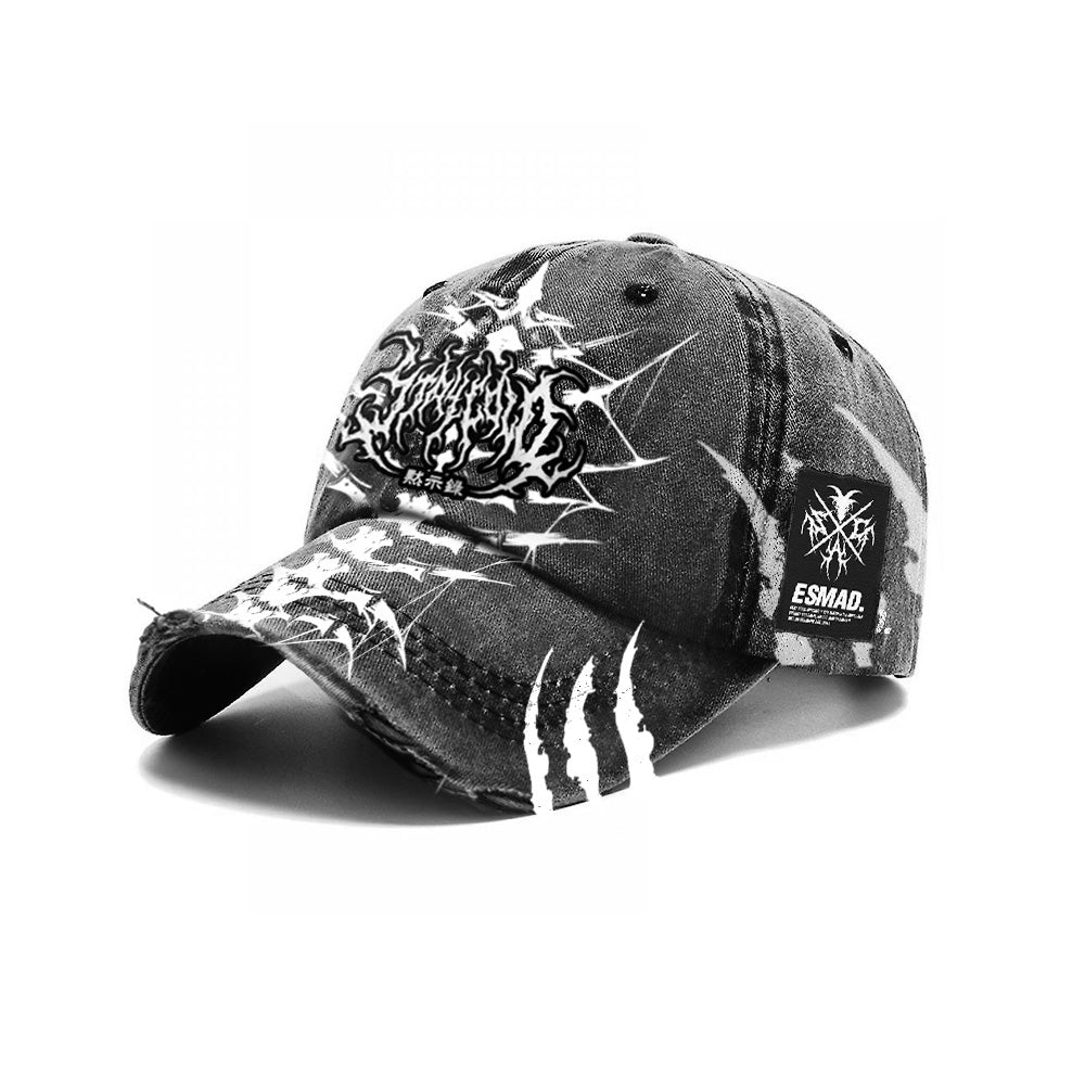 Doom Drifter - Distressed Dad Cap (acid grey) Mockup
