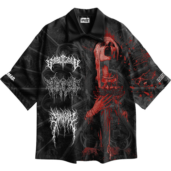 Crown Her In Thorns (Black) - Button Up Shirt Mockup