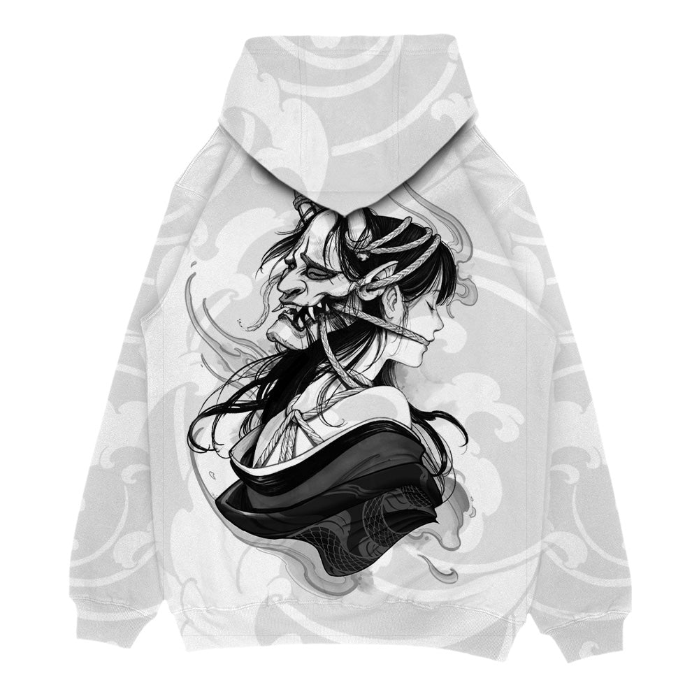 Kuronami Oniro (dirty white) - Oversized Hoodie (350GSM) Mockup