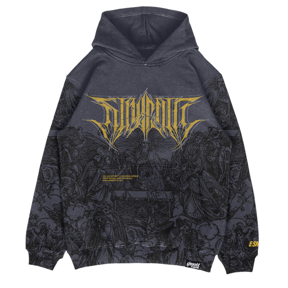 The Blackened Sun (dark grey) - Oversized Hoodie (350GSM) Mockup