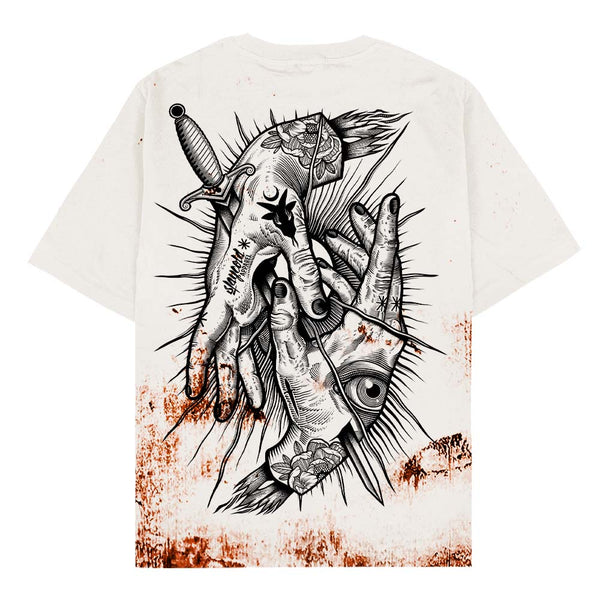 Think Twice - Oversized T-Shirt (rusty bleach) 200GSM Mockup
