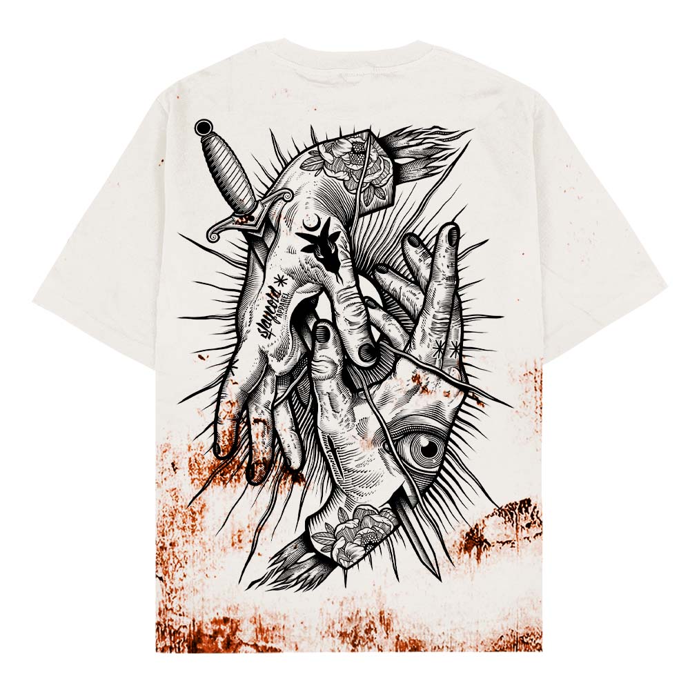 Think Twice - Oversized T-Shirt (rusty bleach) 200GSM Mockup