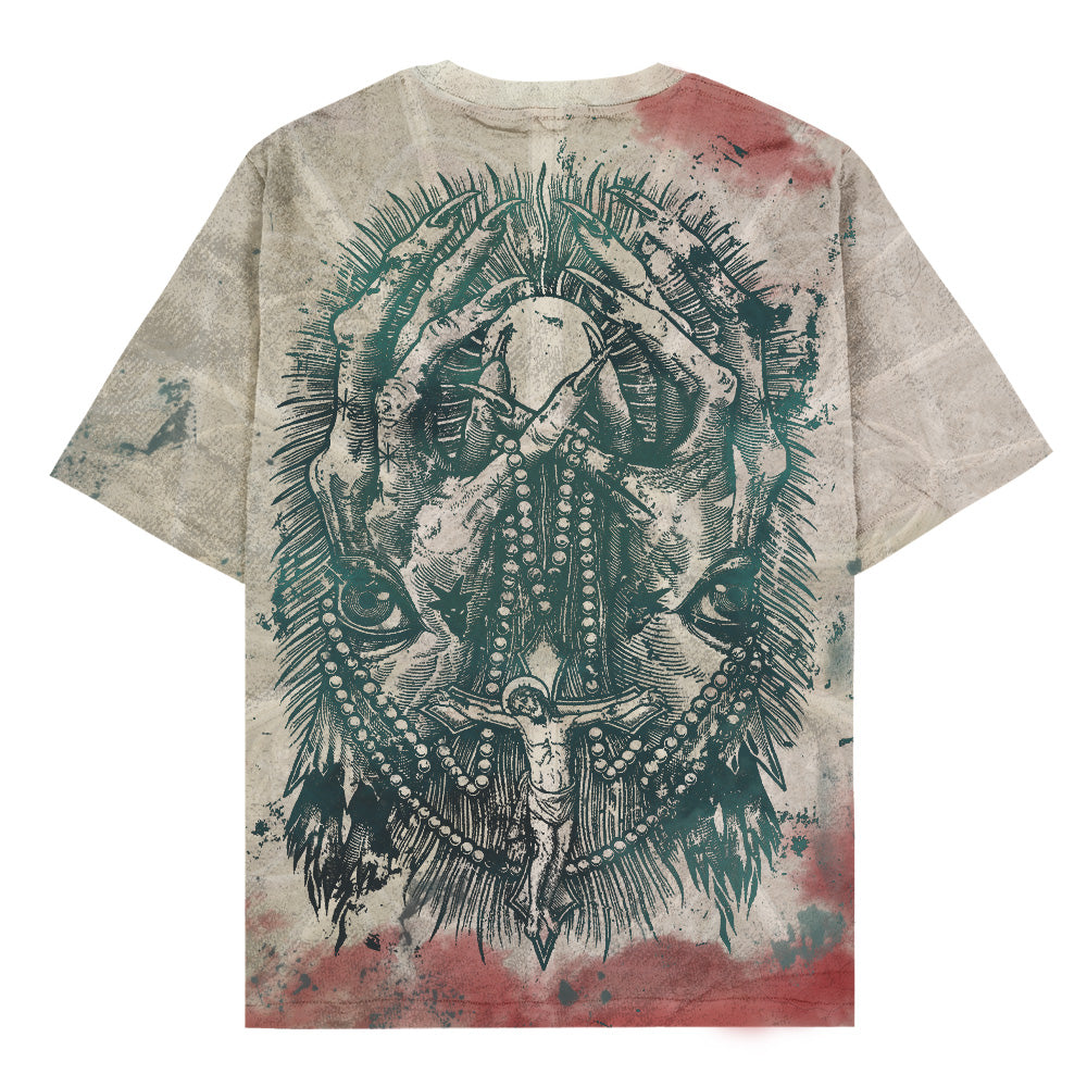 Chains Of God (dirty wash) - Oversized T-Shirt (200GSM) Mockup