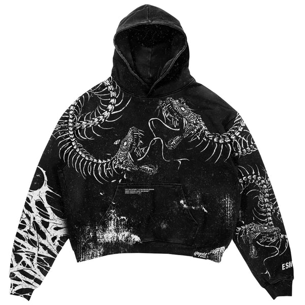 【美品】8yards BackSlash Hoodie | Black Black Spine (black) - Heavy Oversized Hoodie (400GSM)