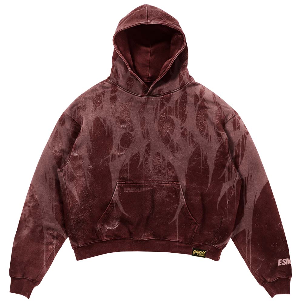 Grimfall - Heavy Oversized Hoodie (Rusty Red) 400GSM Mockup