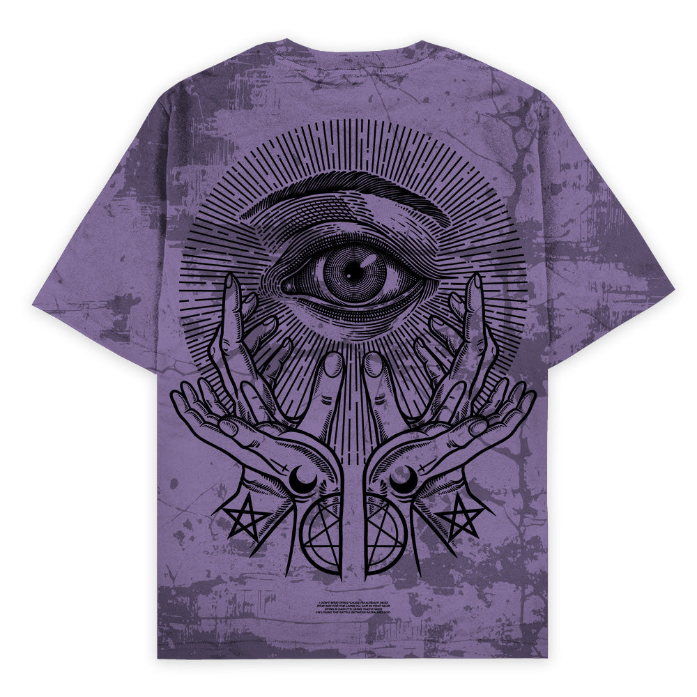 All Seeing Eye (purple) - Oversized T-Shirt (200GSM)