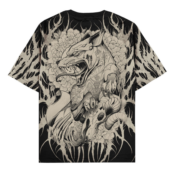 Zombie Fox (black) - Oversized T-Shirt (200GSM)