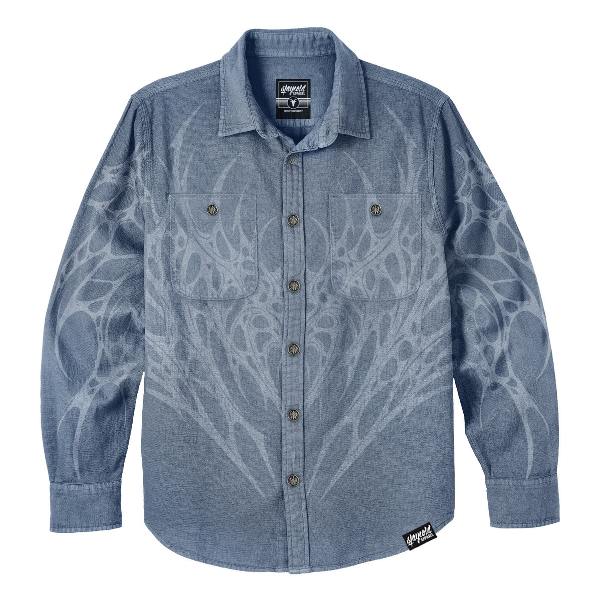 Blackroot (Washed Blue) - Longsleeve Button Up (290GSM)