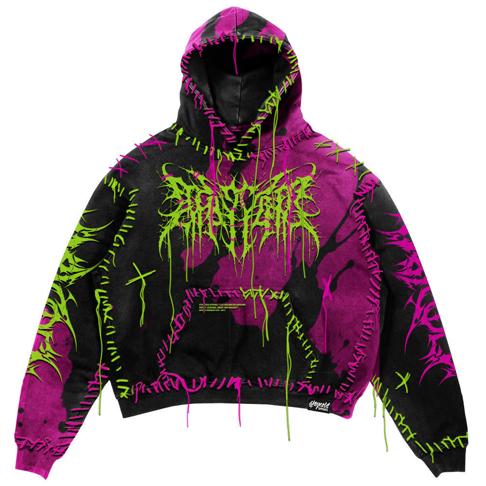 Void Woven (Black Pink) - Heavy Oversized Hoodie (400GSM)