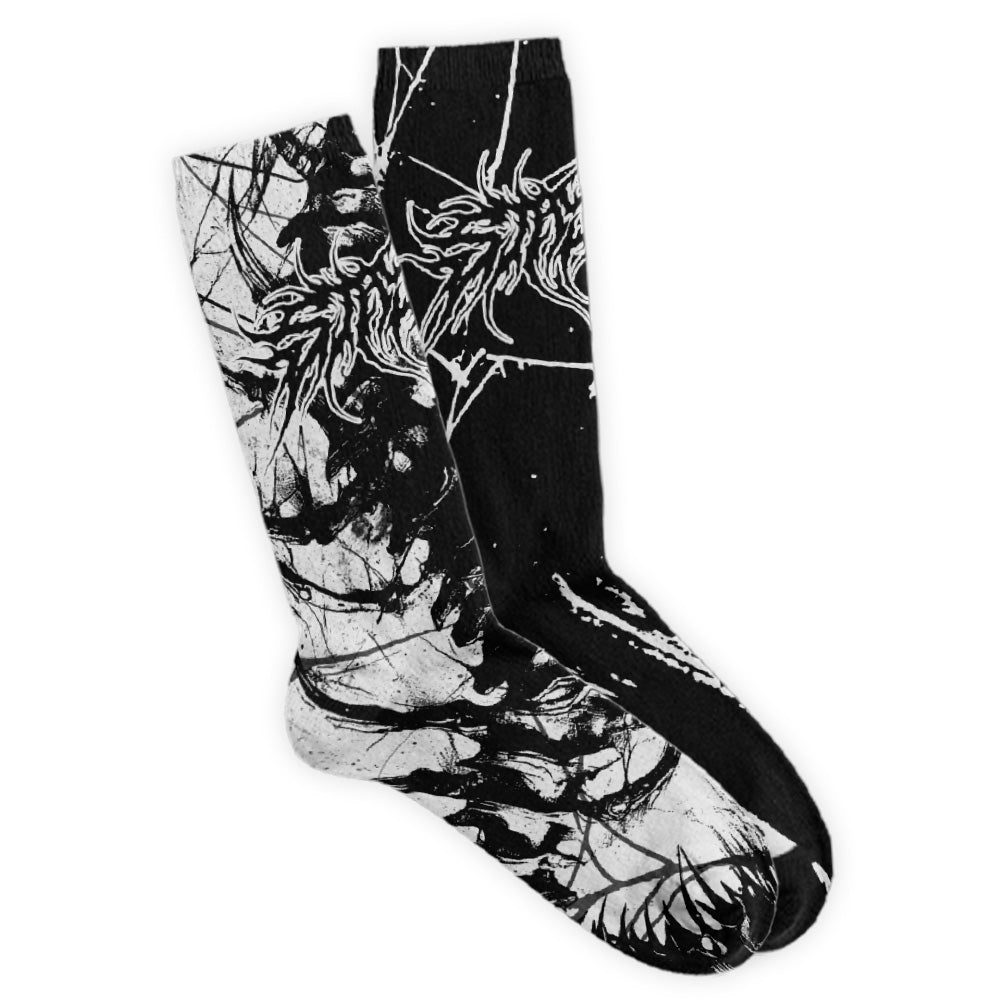 Marble Chaos (Black White) - Comfort Socks