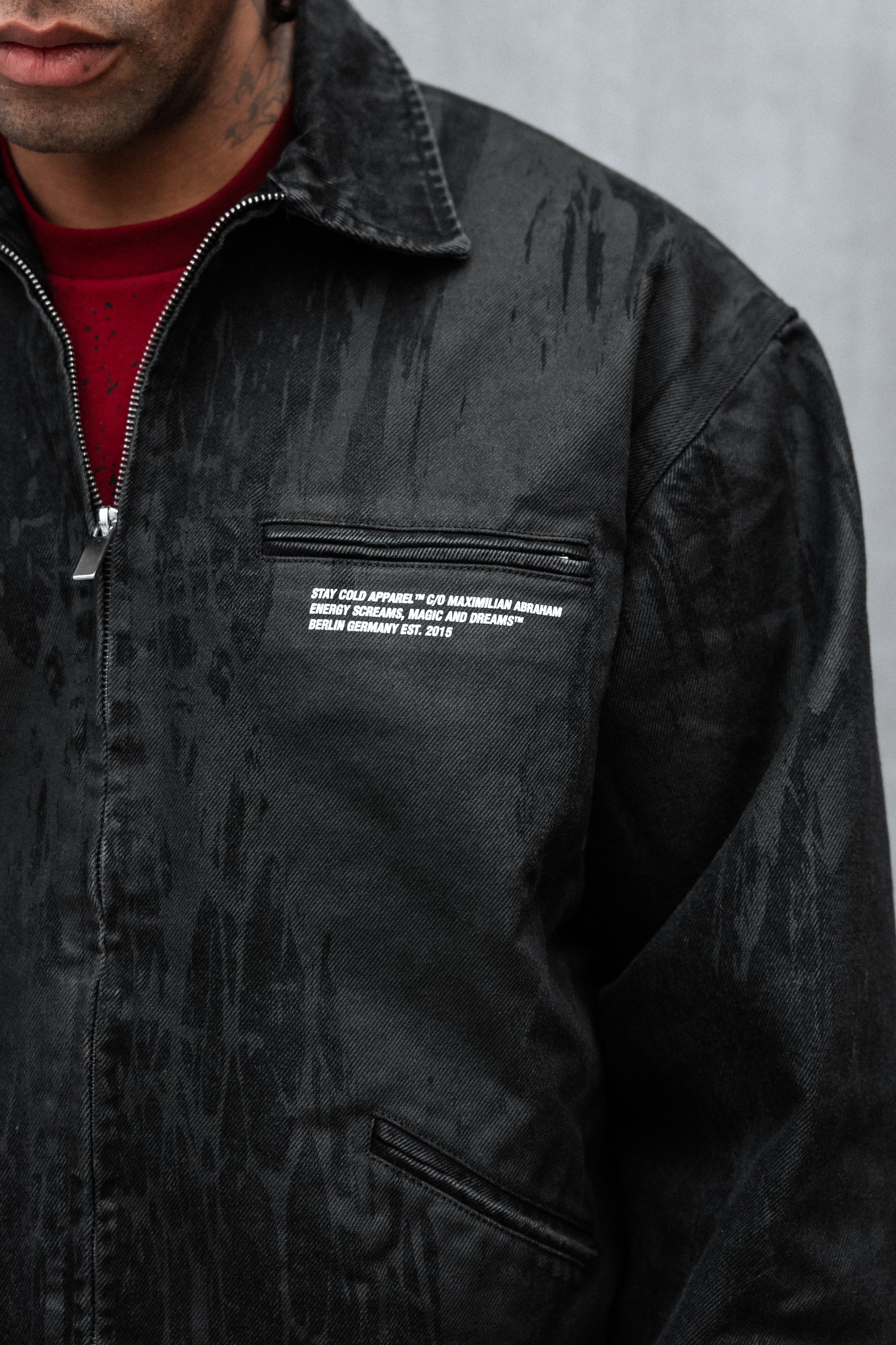 Black Anvil (Dark Grey) - Distressed Denim Jacket (380GSM)