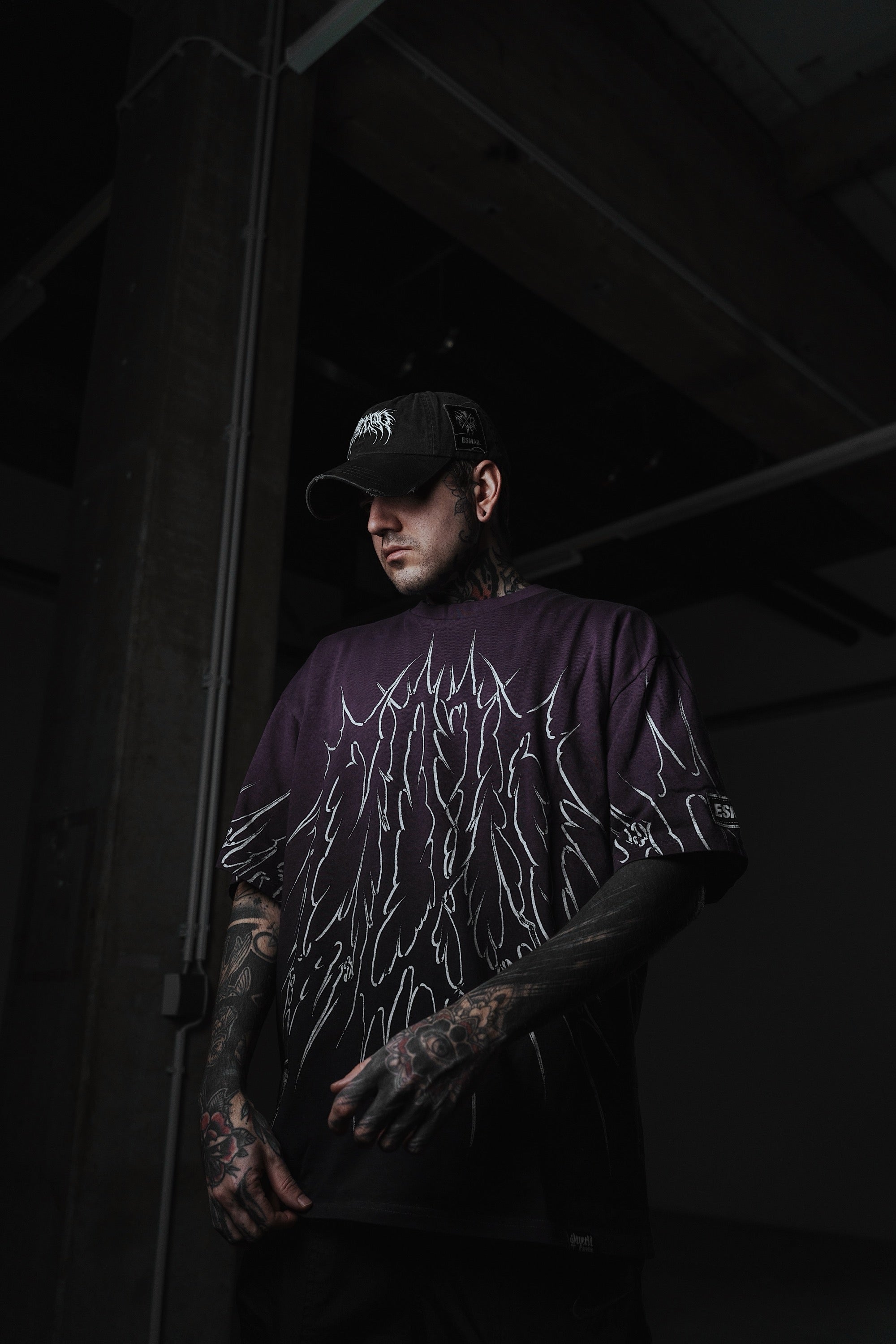 Black Razor (Purple Bleached) - Heavy Oversized T-Shirt (250GSM)