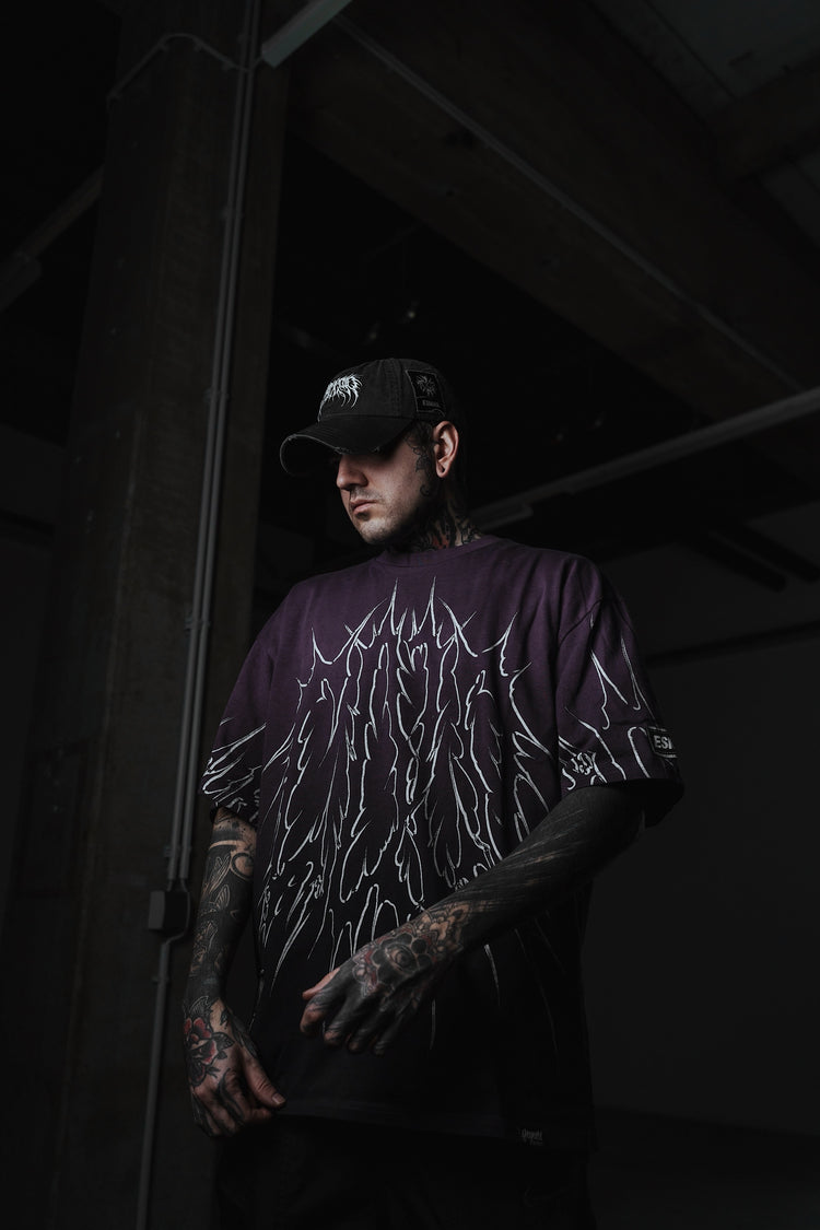 Black Razor (Purple Bleached)  - Heavy Oversized T-Shirt (250GSM) Image 5