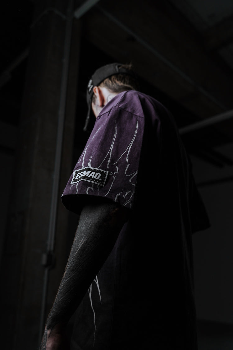 Black Razor (Purple Bleached)  - Heavy Oversized T-Shirt (250GSM) Image 4