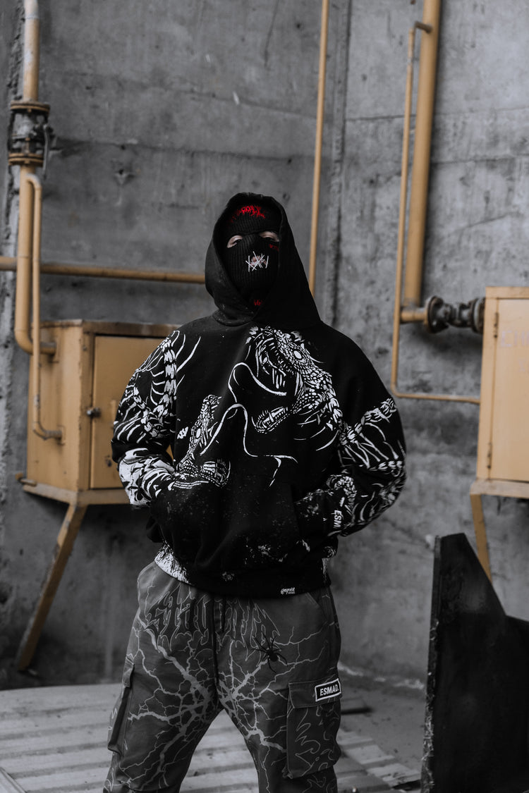 Black Spine (black) - Heavy Oversized Hoodie (400GSM) Image 1