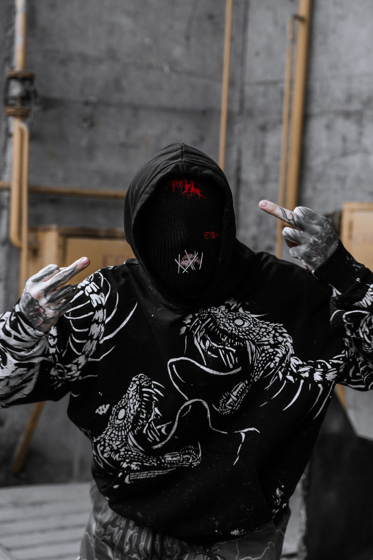 Black Spine (black) - Heavy Oversized Hoodie (400GSM) Image 4