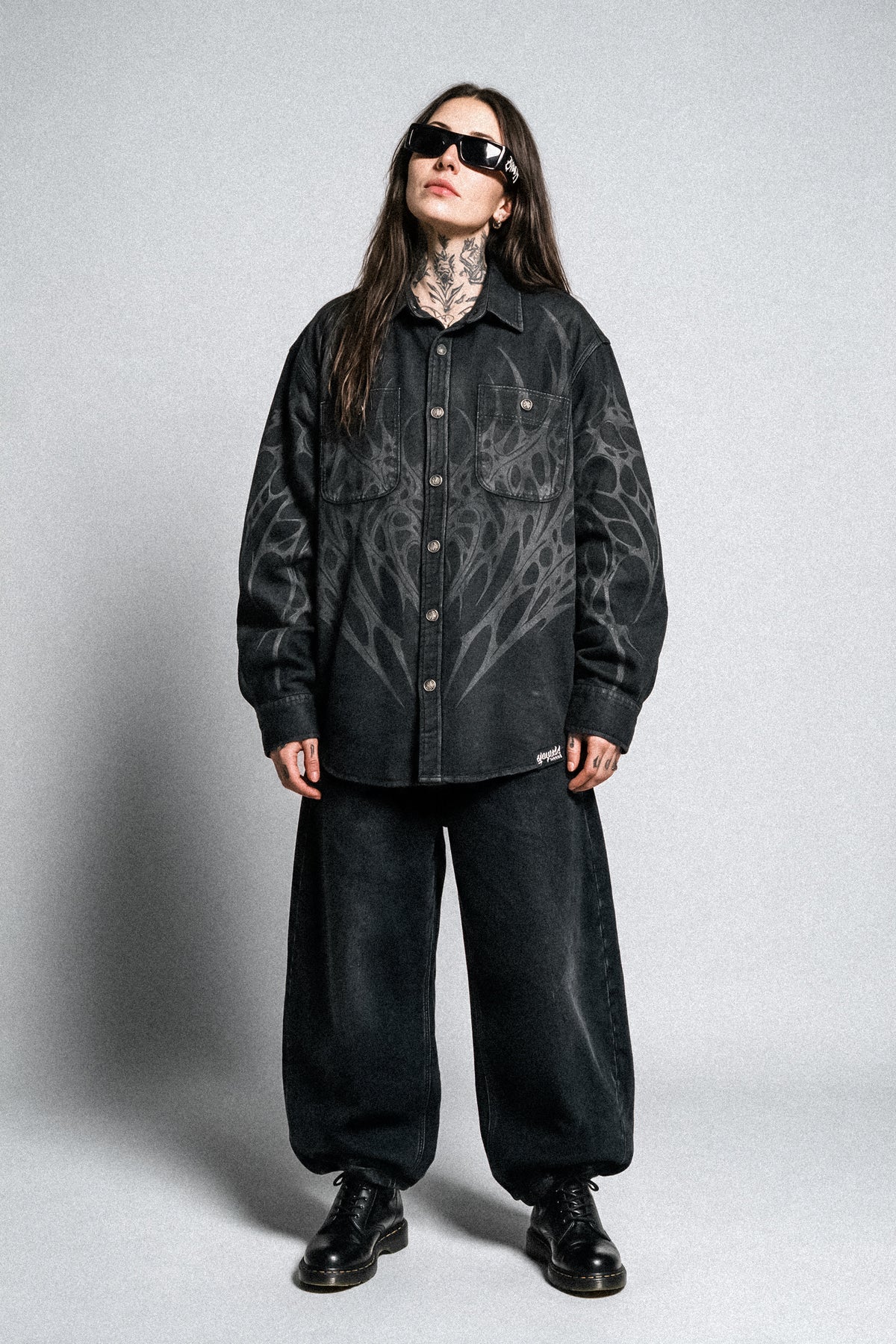 Blackroot (Washed Black) - Longsleeve Button Up (290GSM)