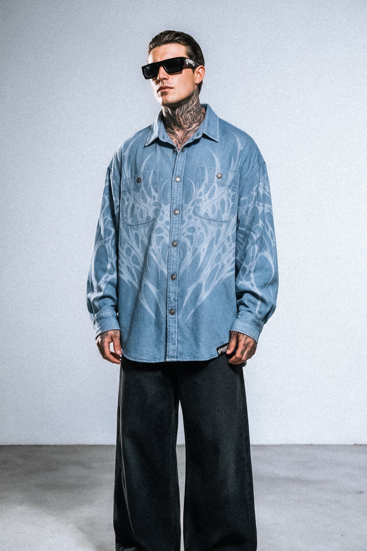 Blackroot (Washed Blue) - Longsleeve Button Up (290GSM)