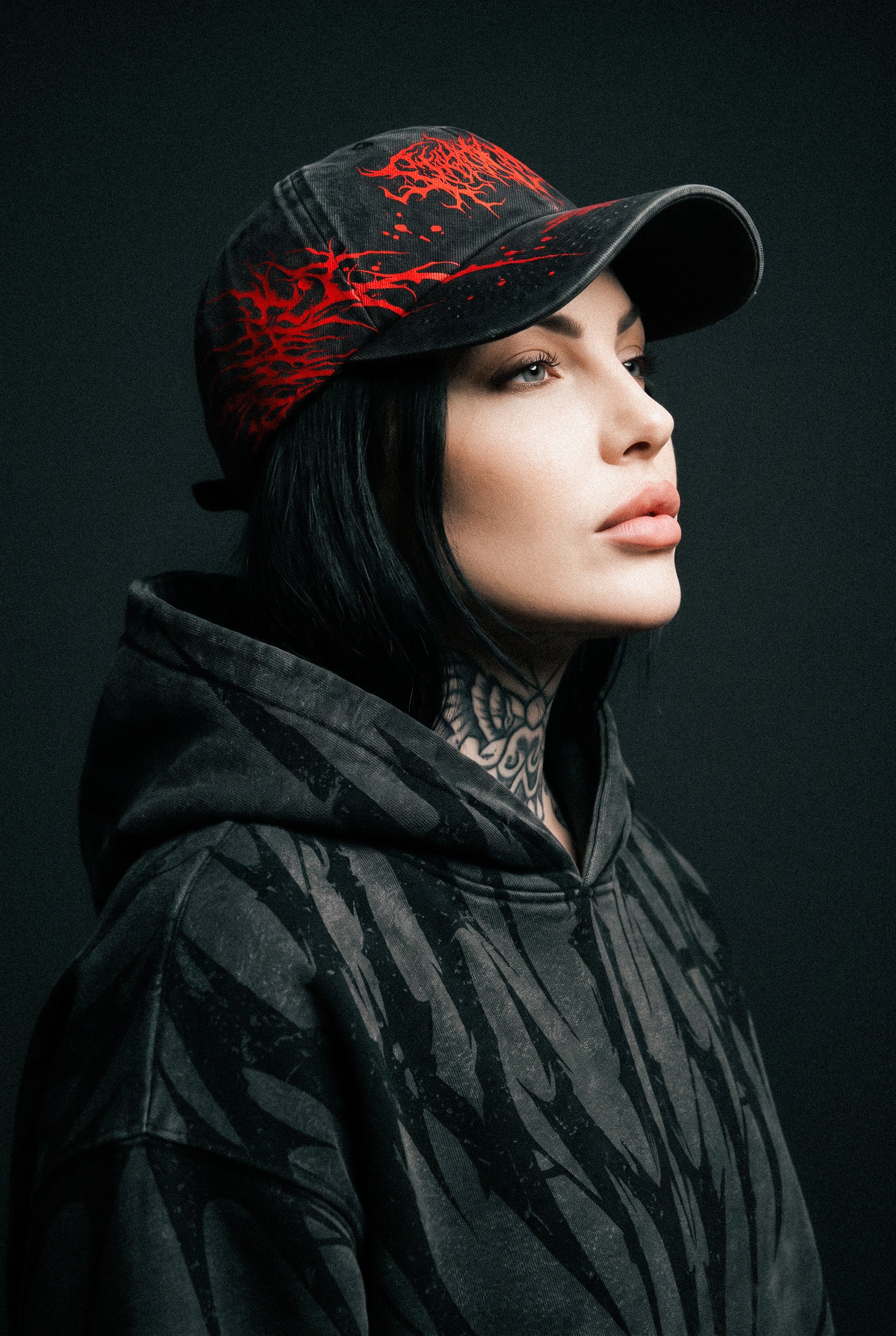 Blood Script (Black) - Distressed Baseball Cap