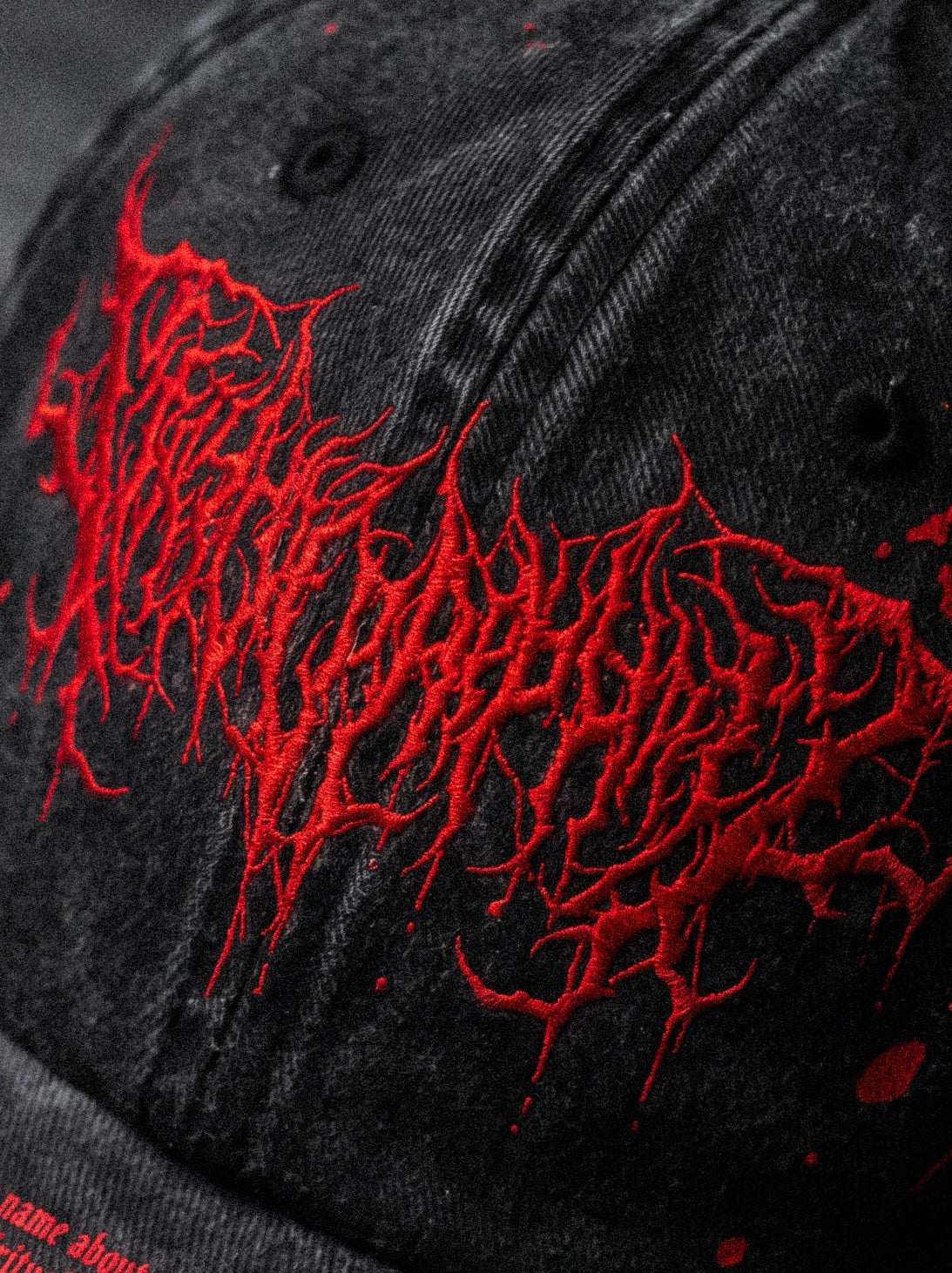 Blood Script (Black) - Distressed Baseball Cap