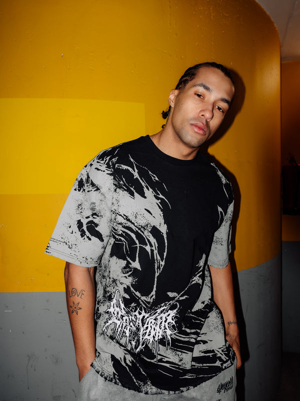 Bloodfire (grey) - Oversized T-Shirt (200GSM) Lifestyle Image