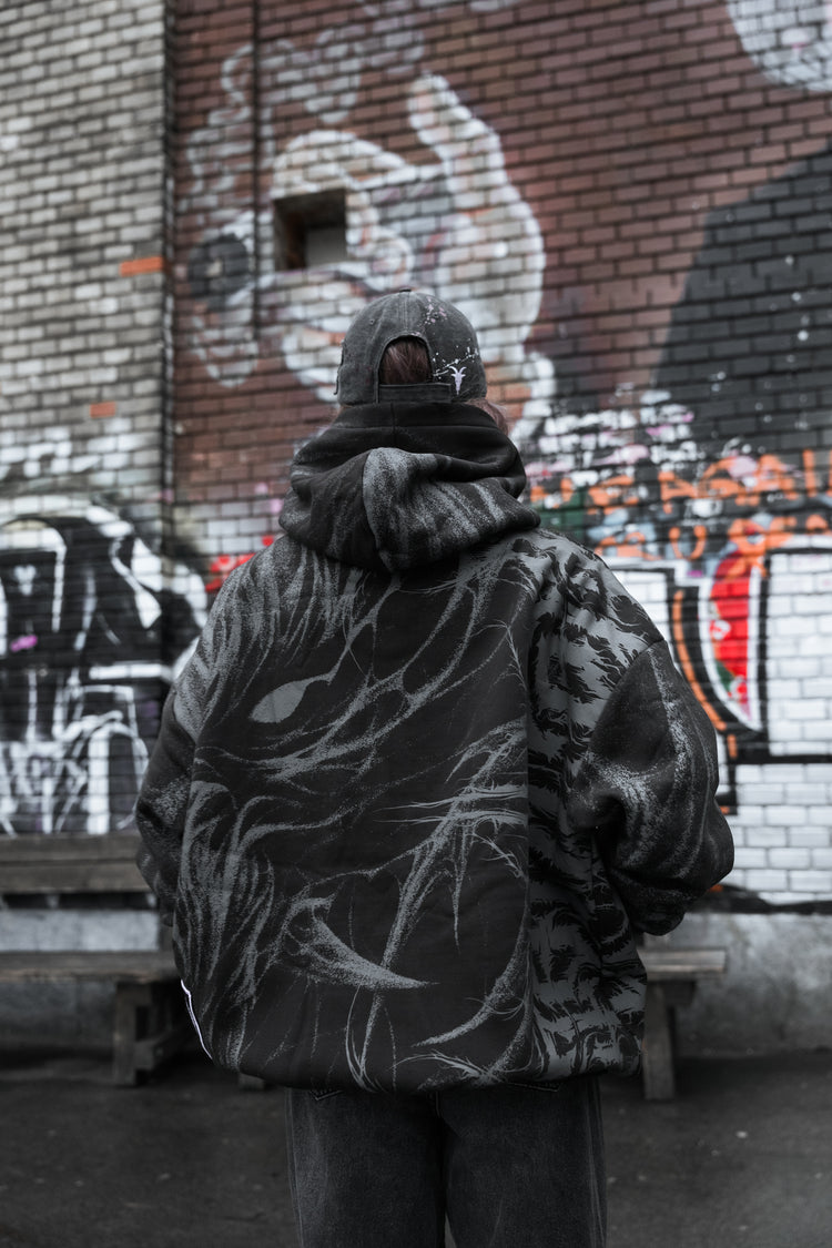 Bloodmoon (dark grey) - Heavy Oversized Hoodie (400GSM) Image 3