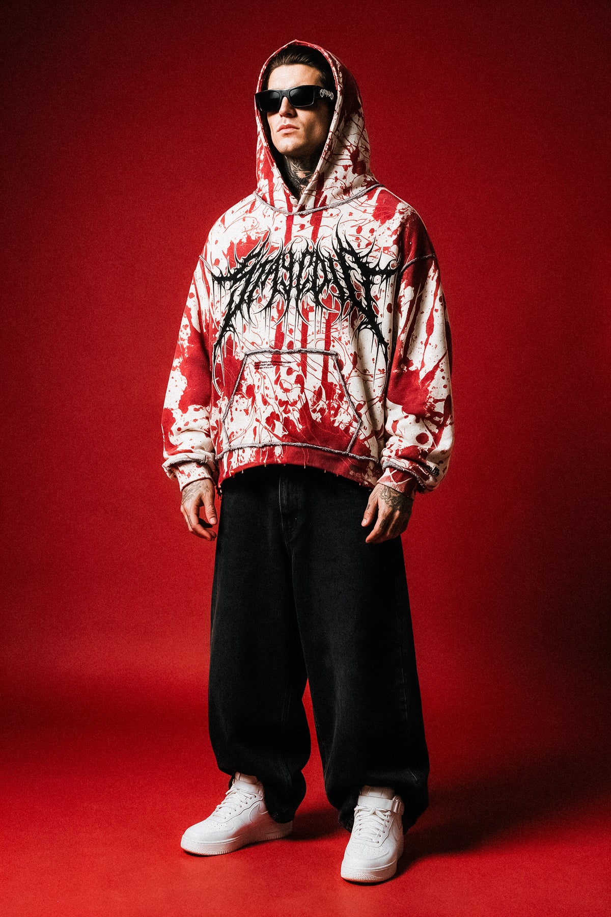 Bloodpath (Rouge) - Sweat à capuche oversize épais (400 GSM)