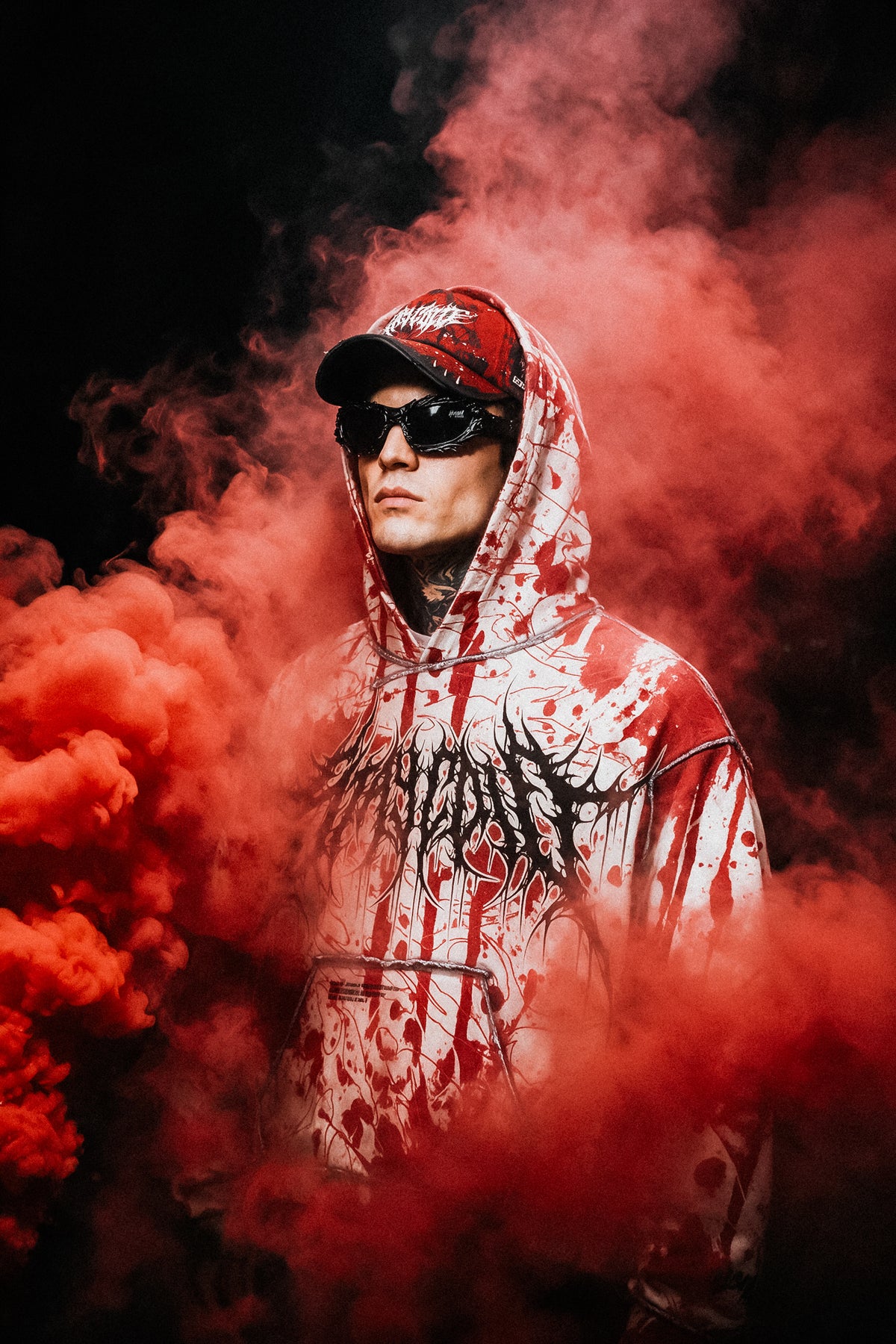 Bloodpath (Rouge) - Sweat à capuche oversize épais (400 GSM)
