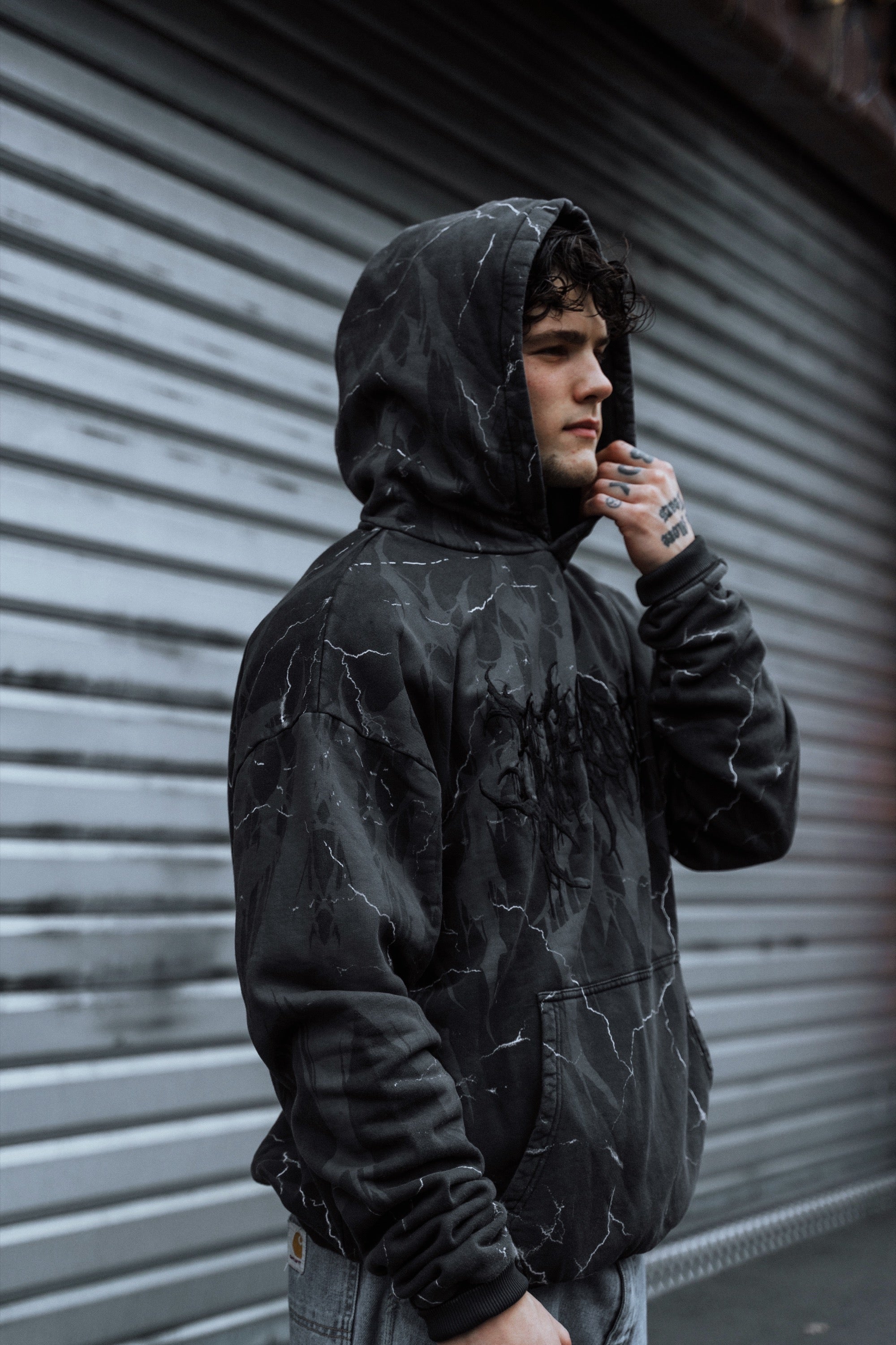 Bloodshot - Heavy Oversized Hoodie (Black Acid) 400GSM