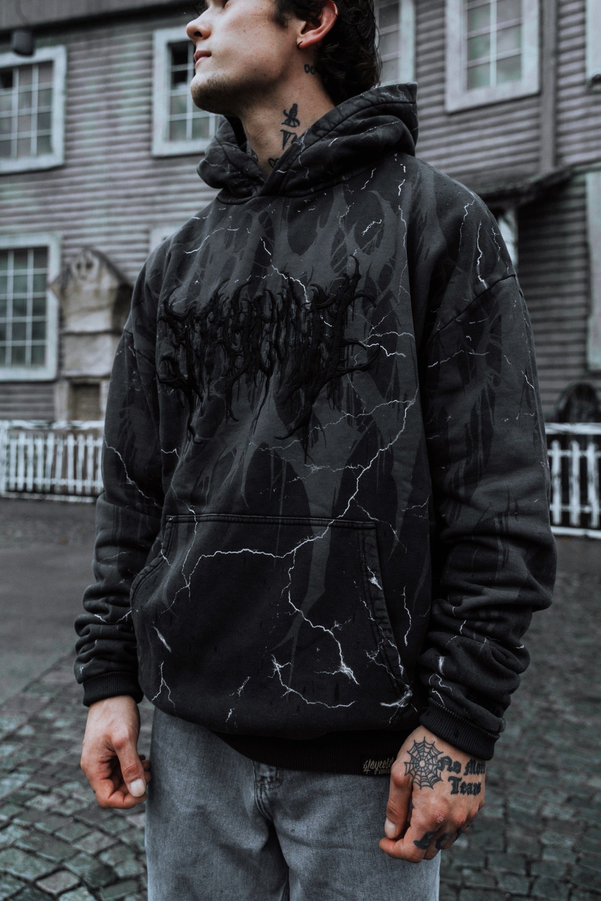 Bloodshot - Heavy Oversized Hoodie (Black Acid) 400GSM