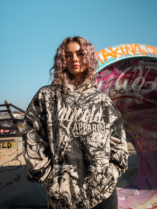 Bloomwound (allover) - Oversized Hoodie (350GSM) Lifestyle Image