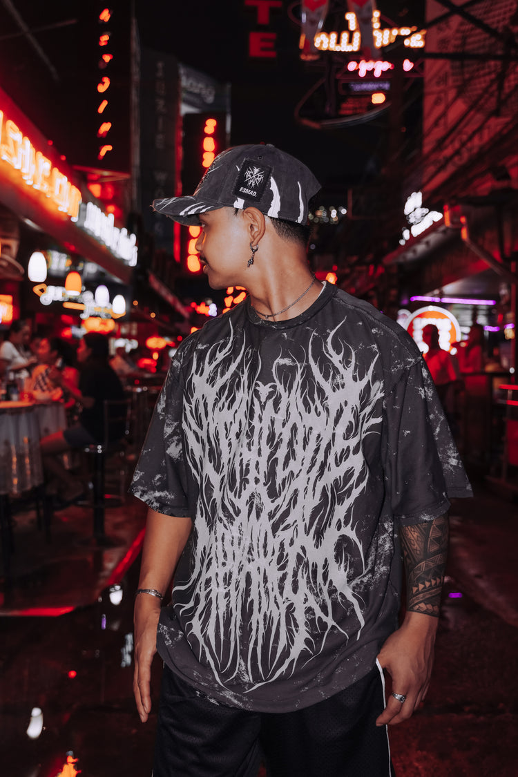 Bride Of The Maw (Black Acid Washed) - Reversible Oversized T-Shirt (200GSM) Image 4