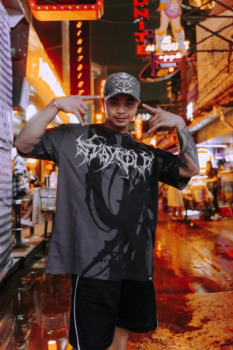 Bride Of The Maw (Black Acid Washed) - Reversible Oversized T-Shirt (200GSM) Image 6