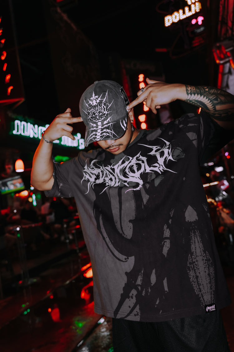 Bride Of The Maw (Black Acid Washed) - Reversible Oversized T-Shirt (200GSM) Image 3