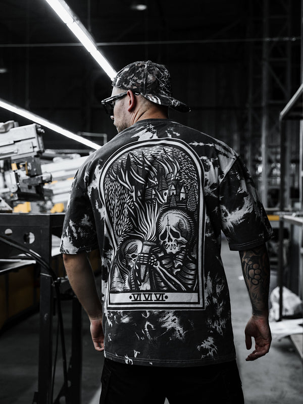 Burn Your Bridges - Oversized T-Shirt (Grey Bleached) Lifestyle Image