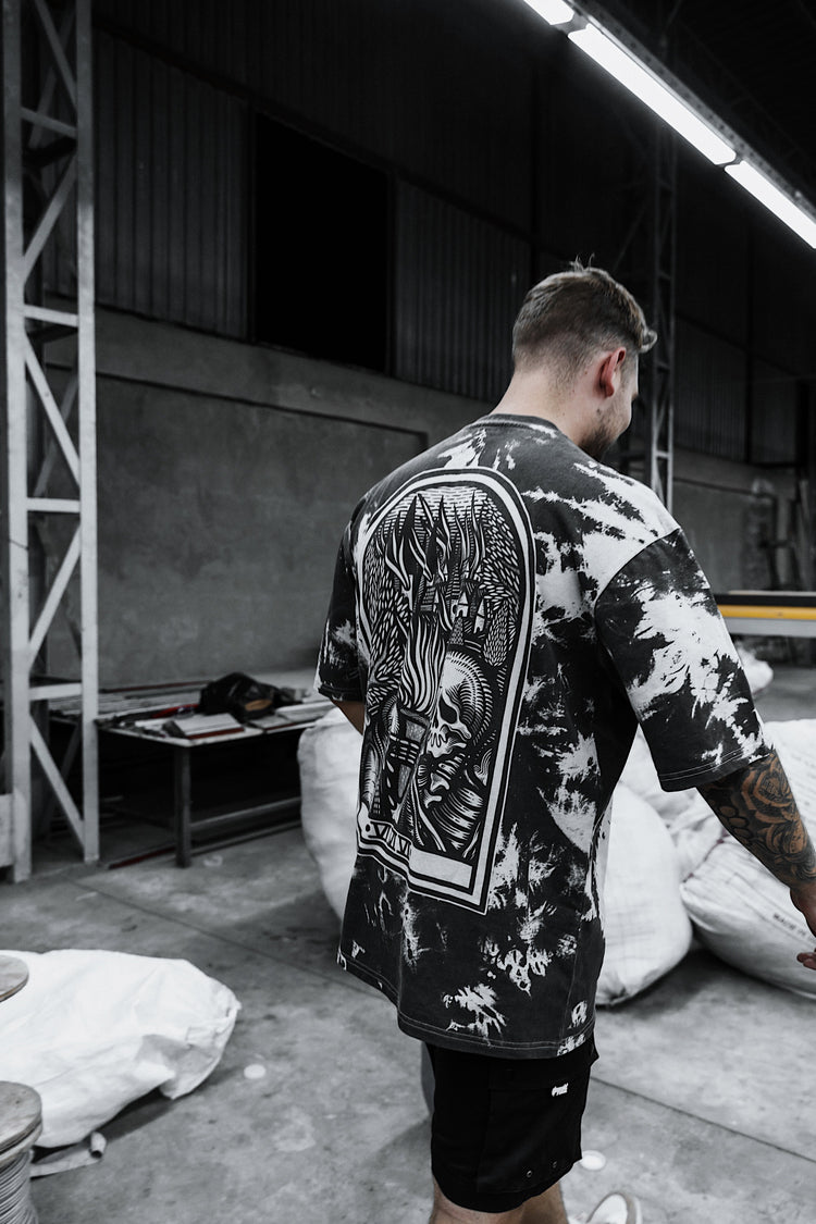 Burn Your Bridges - Oversized T-Shirt (Grey Bleached) Image 6