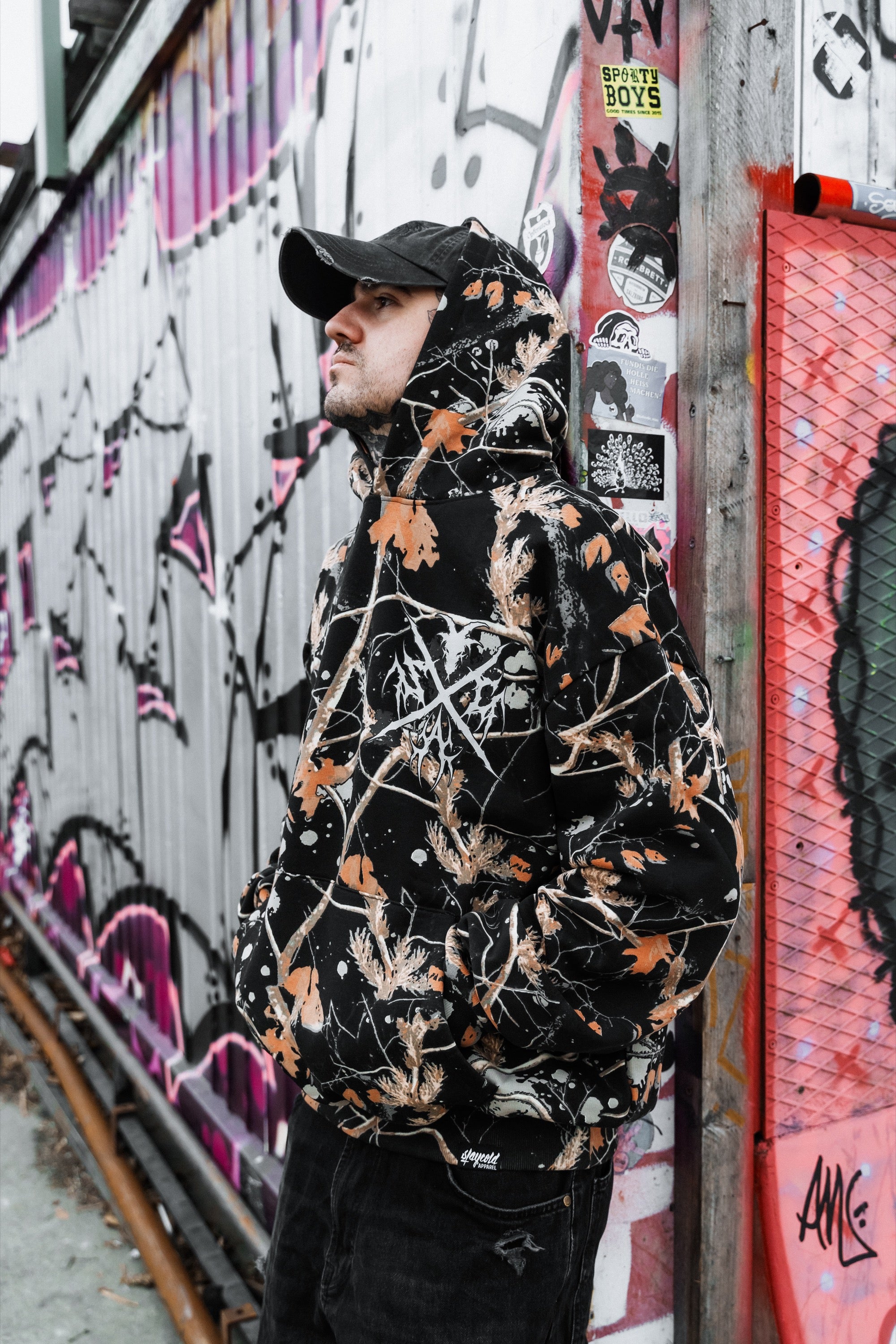 ☆韓国☆［BORN CHAMPS］Tribal Shadow Over-fit Hood T 8C S-XL born x raised cowboys hoodie || Limited Collection 2025