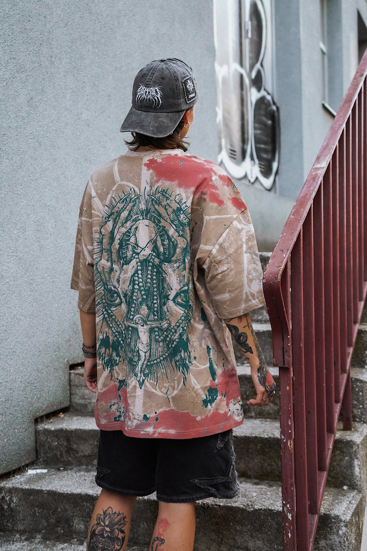 Chains Of God (dirty wash) - Oversized T-Shirt (200GSM) Image 1