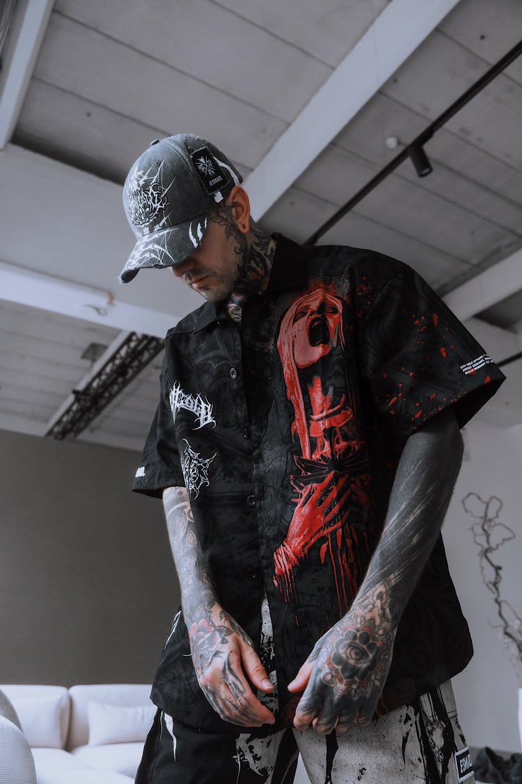 Crown Her In Thorns (Black) - Button Up Shirt Image 5