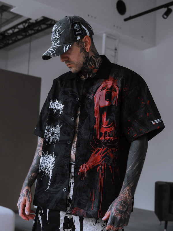 Crown Her In Thorns (Black) - Button Up Shirt Lifestyle Image