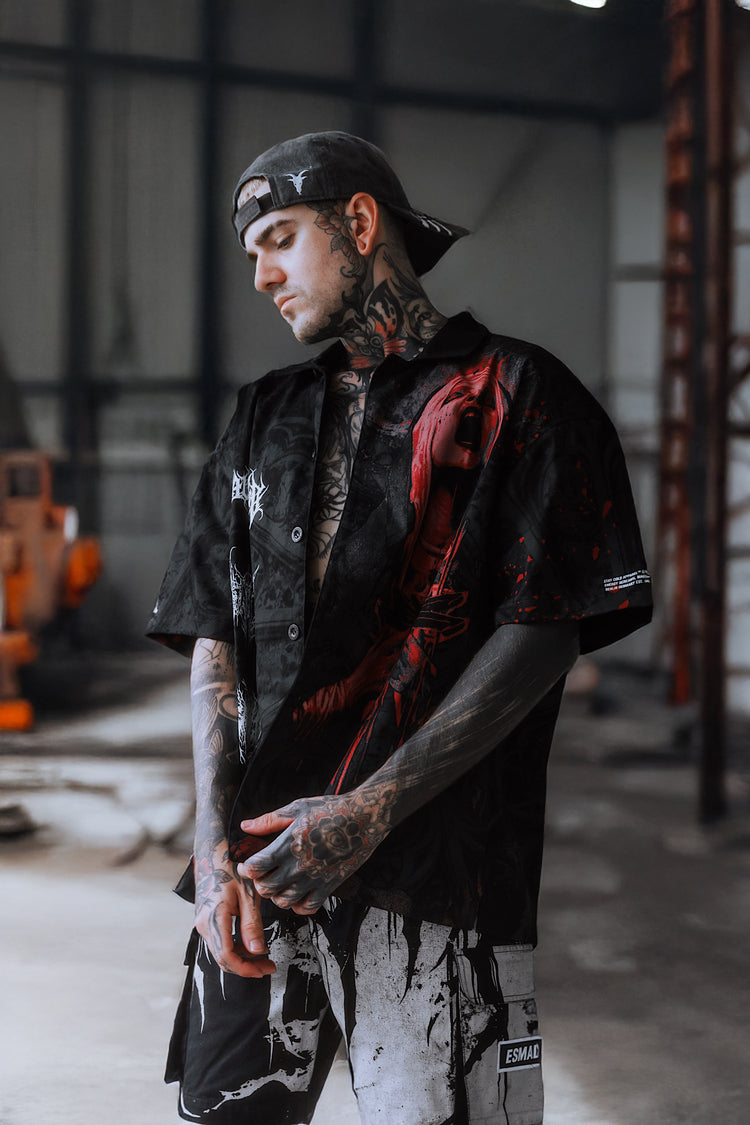 Crown Her In Thorns (Black) - Button Up Shirt Image 6